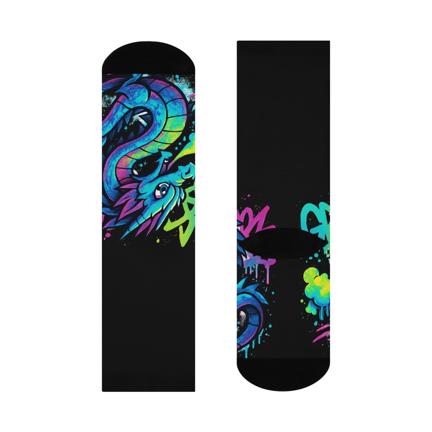 Vibrant Dragon Art Crew Socks | Fun Gift, Colorful Cushioned Socks for Cozy Days, Unique Fashion Accessory, Dragon Lover's Gift