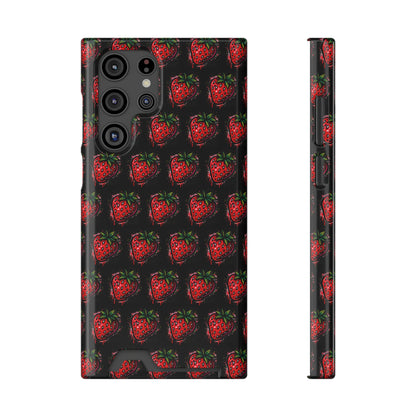 Phone Case with Card Holder - Strawberry Design