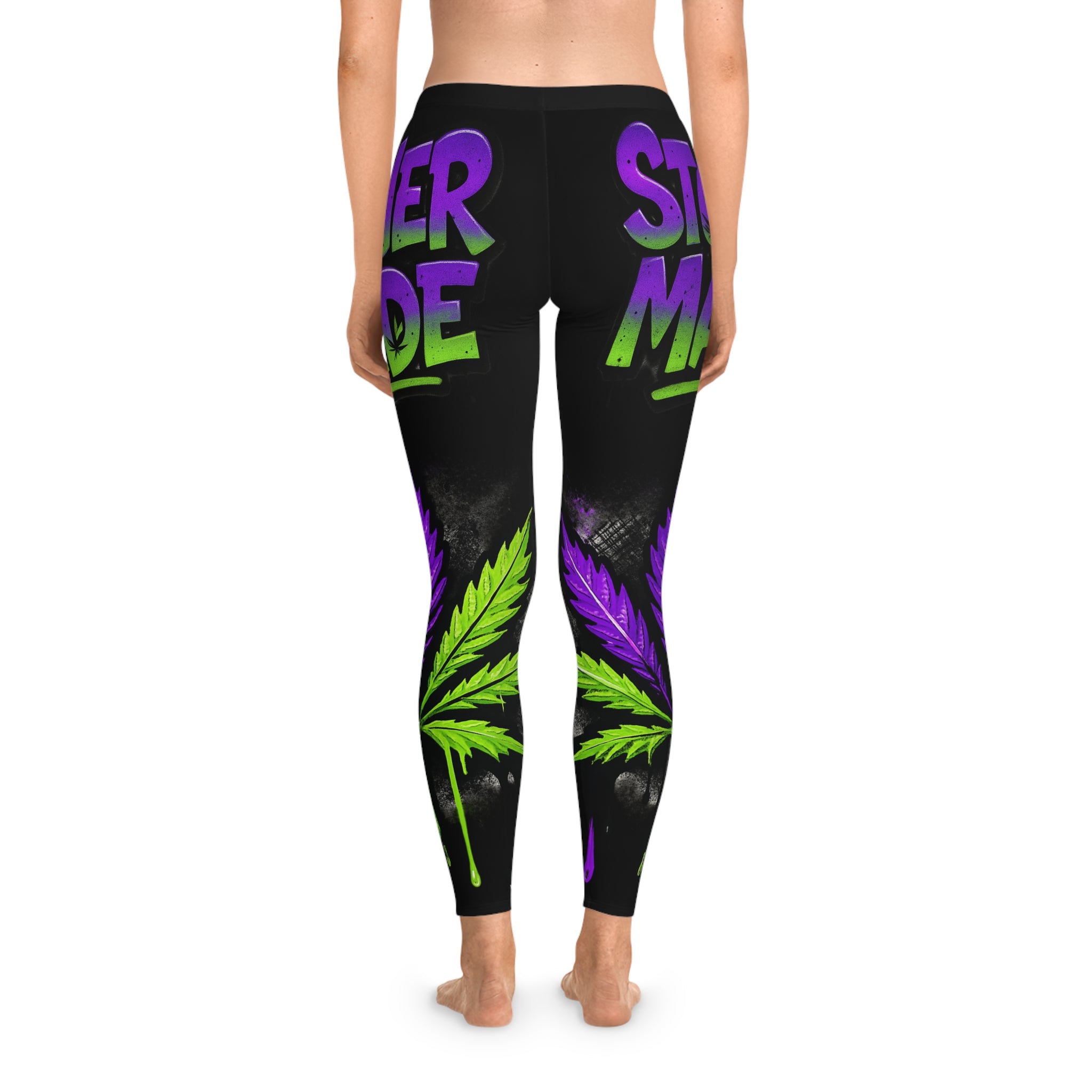 StonerMade Stretchy Leggings — All-Over-Print Cannabis Graphic Leggings