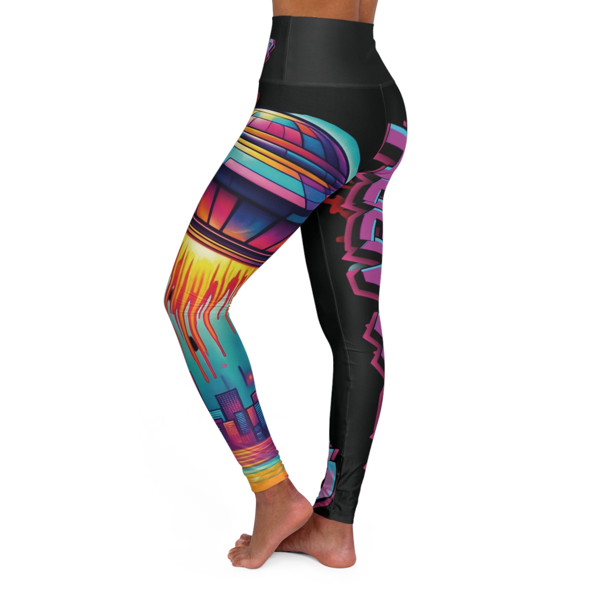Colorful High Waisted Yoga Leggings - AOP, Activewear, Fitness Leggings, Artistic Workout Pants, Unique Gym Gear