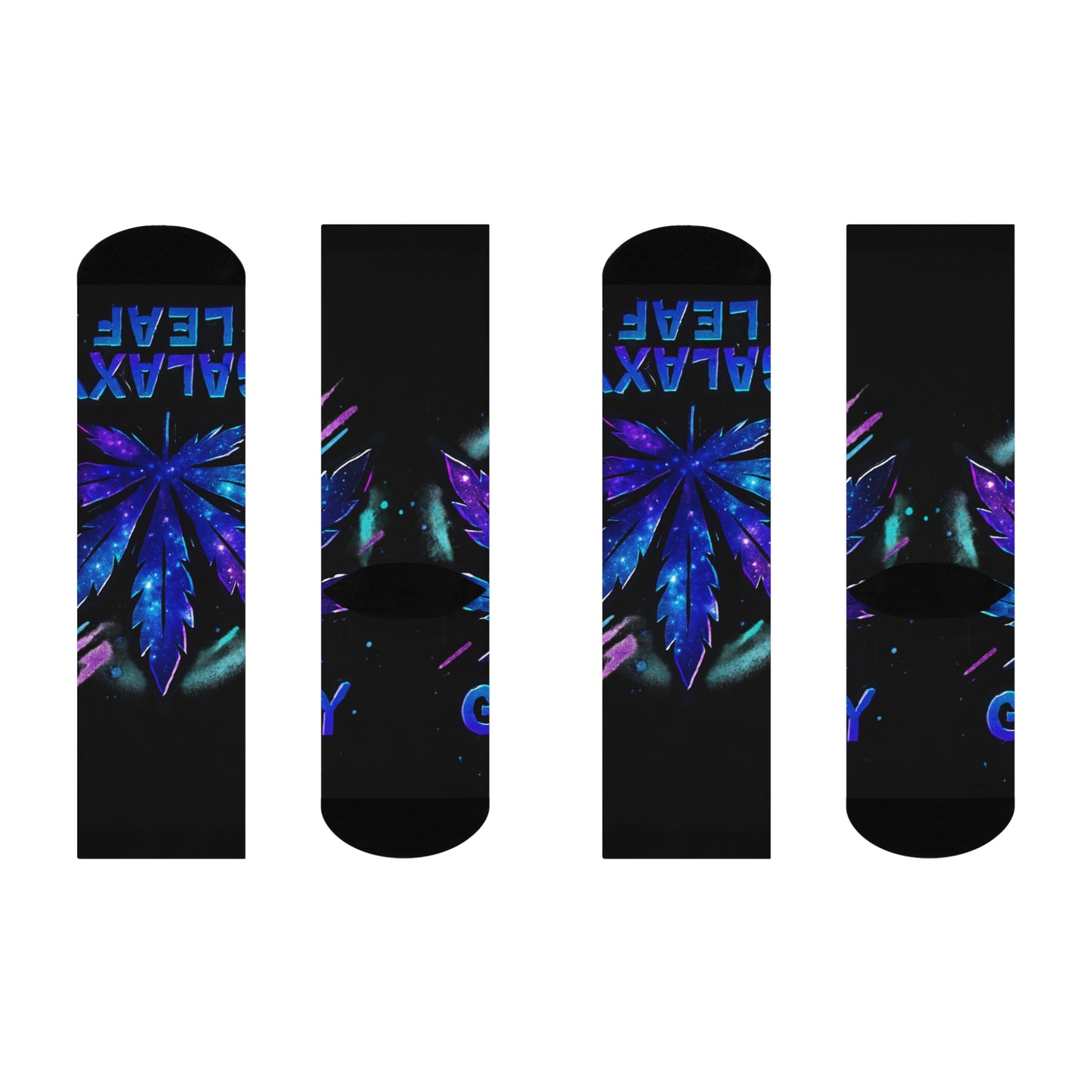 Galaxy Leaf Cushioned Crew Socks | Funky Sock Gift, Weed Socks, Comfortable Casual Socks, Trendy Footwear, Perfect for Parties