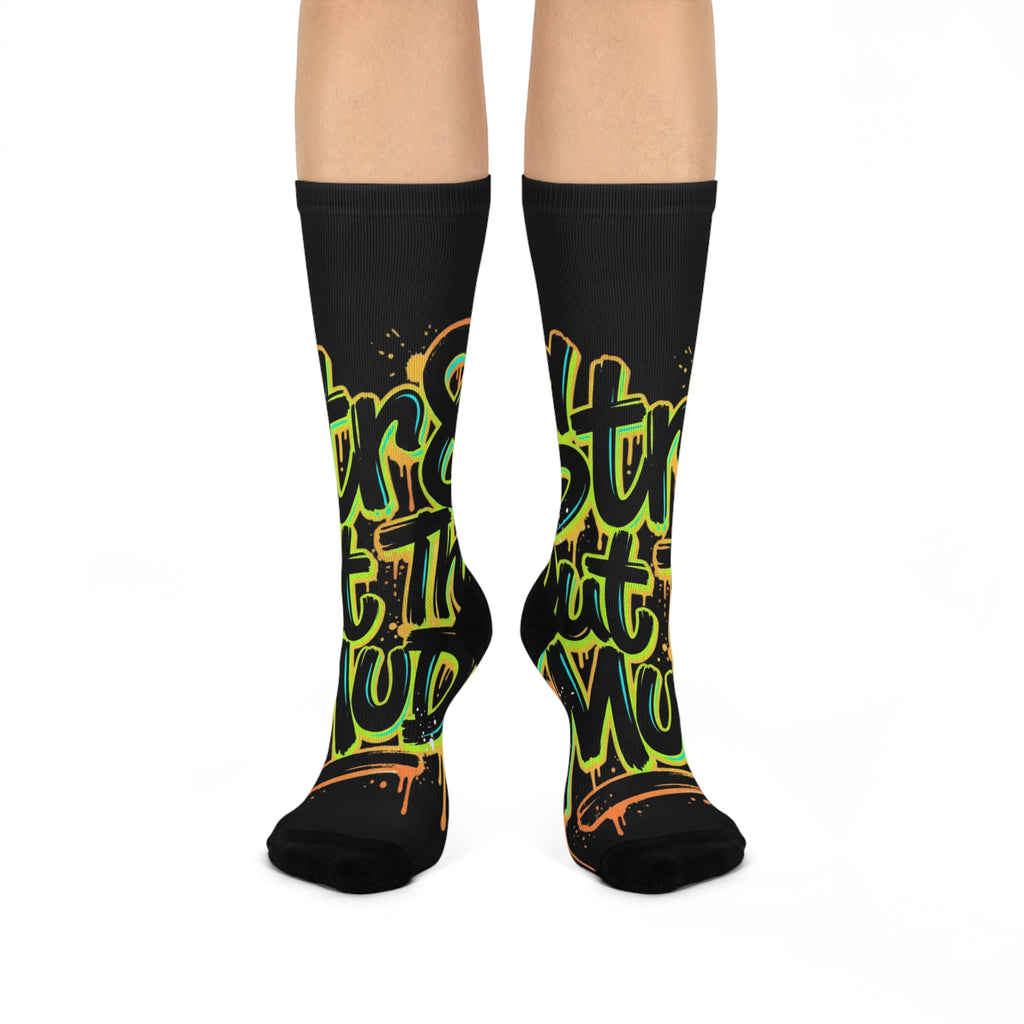 Cushioned Crew Socks — "Str8 Out the Mud" Graphic