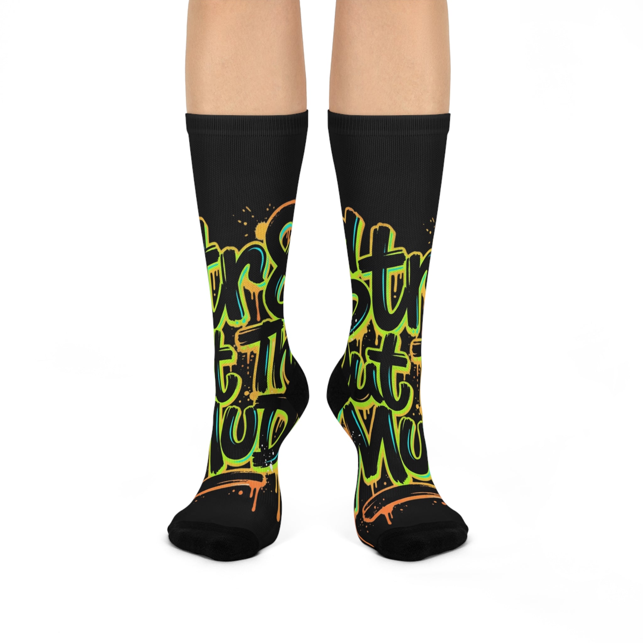 Cushioned Crew Socks — "Str8 Out the Mud" Graphic